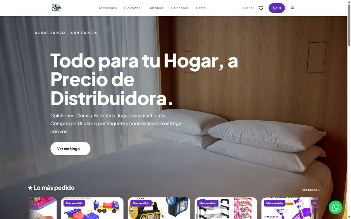 Tienda en línea de Distribuidora Gaby hecha con CatalogoCR